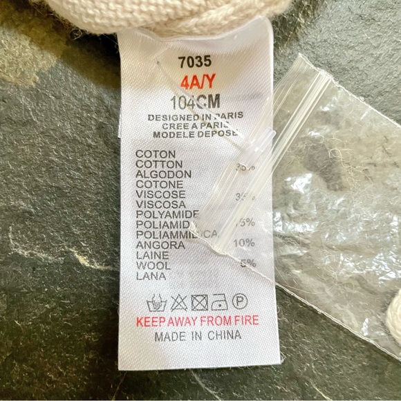 Jacadi Paris•NEW•Jacadi 04A (Size 4 US)•Cable Knit Turtleneck•Ivory•Cotton Blend - Picture 11 of 12